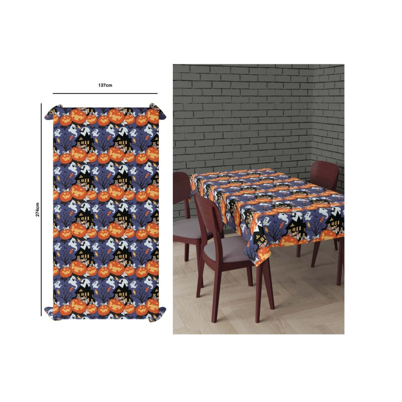 Mantel Calabazas Sonrientes 137x274cm