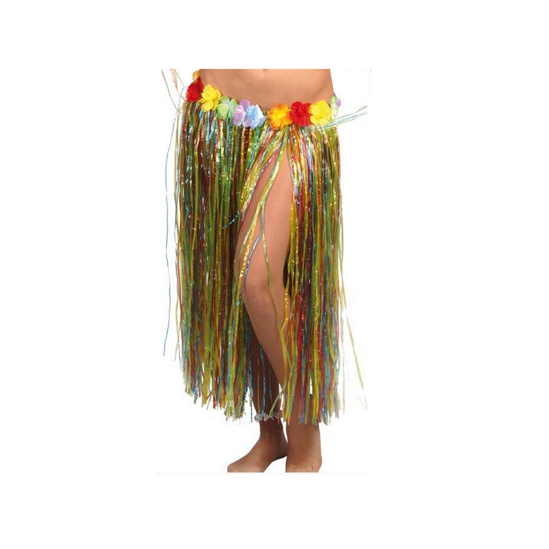 Falda Hawaiana Flores 75cm (Colores Surtidos)