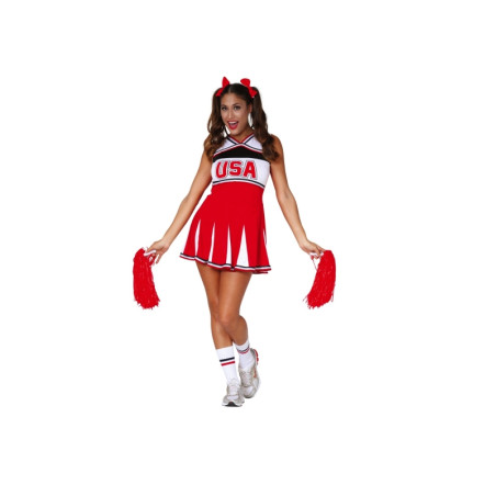 Disfraz Cheerleader Rojo/Blanco Adulta