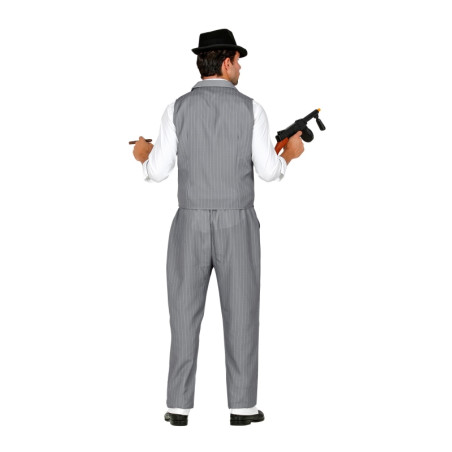 Disfraz Gánster Gris Rayas, Adulto 