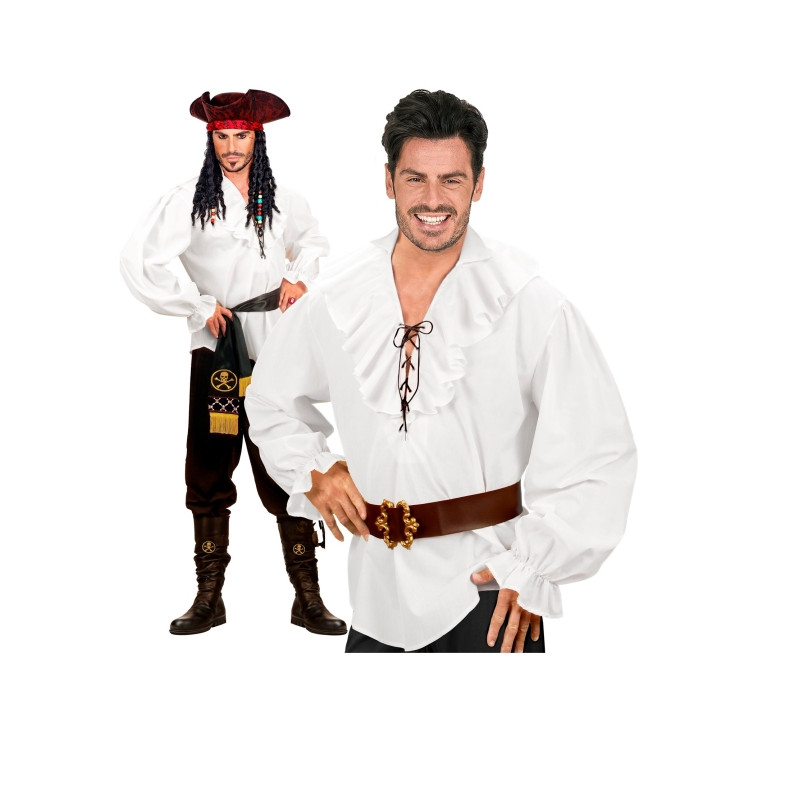 Camisa Pirata/Renacentista Blanca Adulto