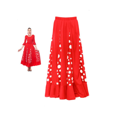 Falda Flamenca Roja Lunares Blancos Adulta