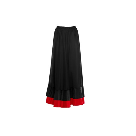 Falda Ensayo Doble Volante Negro/Rojo Adulta
