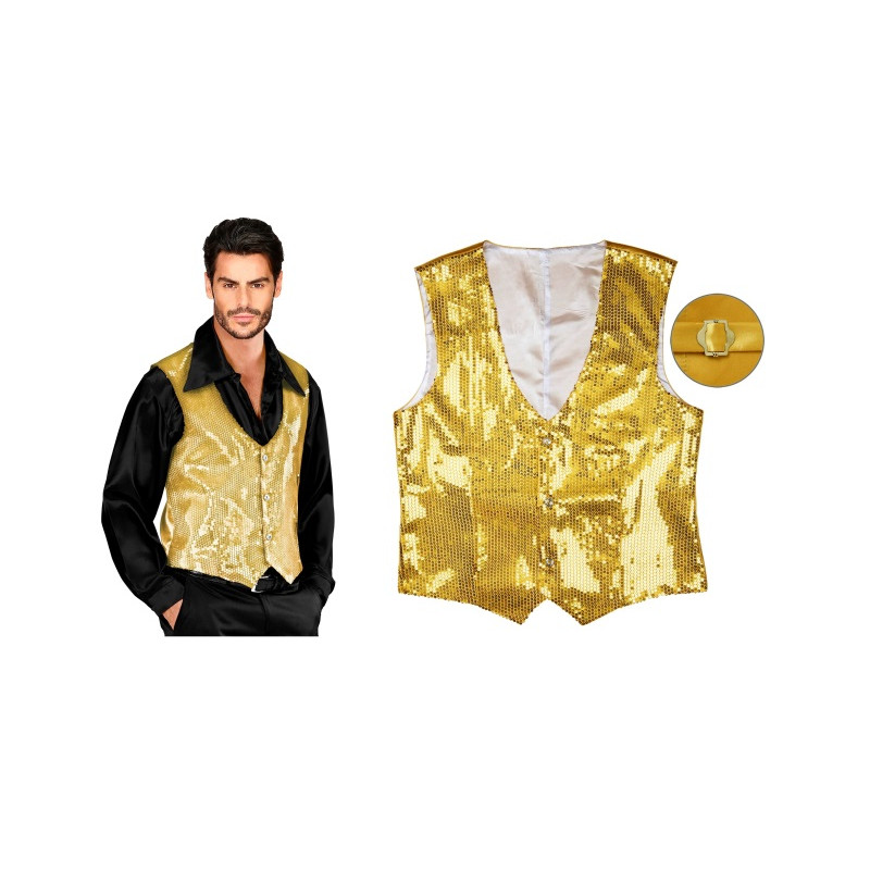 Chaleco Lentejuelas Show Oro Adulto
