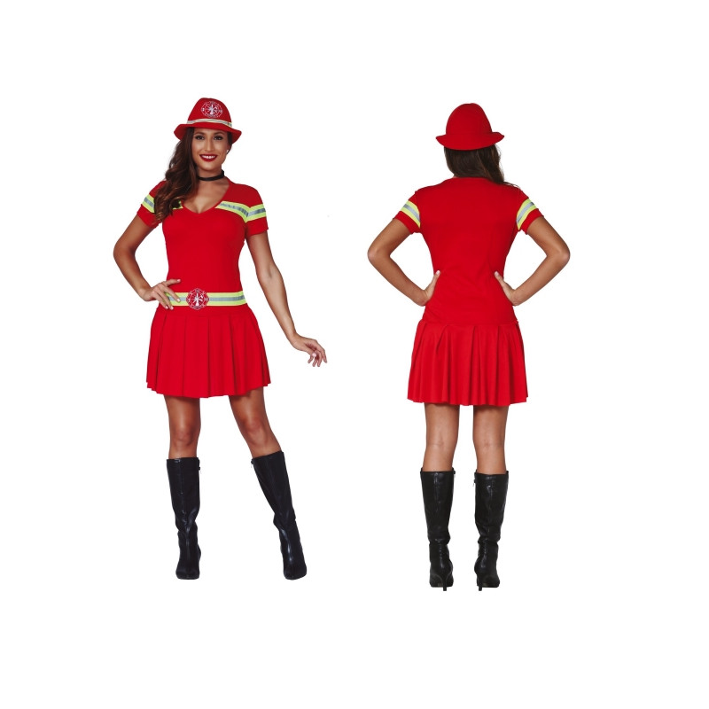 Disfraz Bombera Corto Rojo Adulta