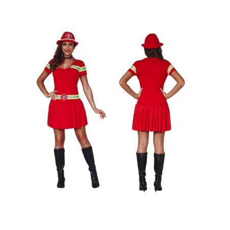 Disfraz Bombera Corto Rojo Adulta