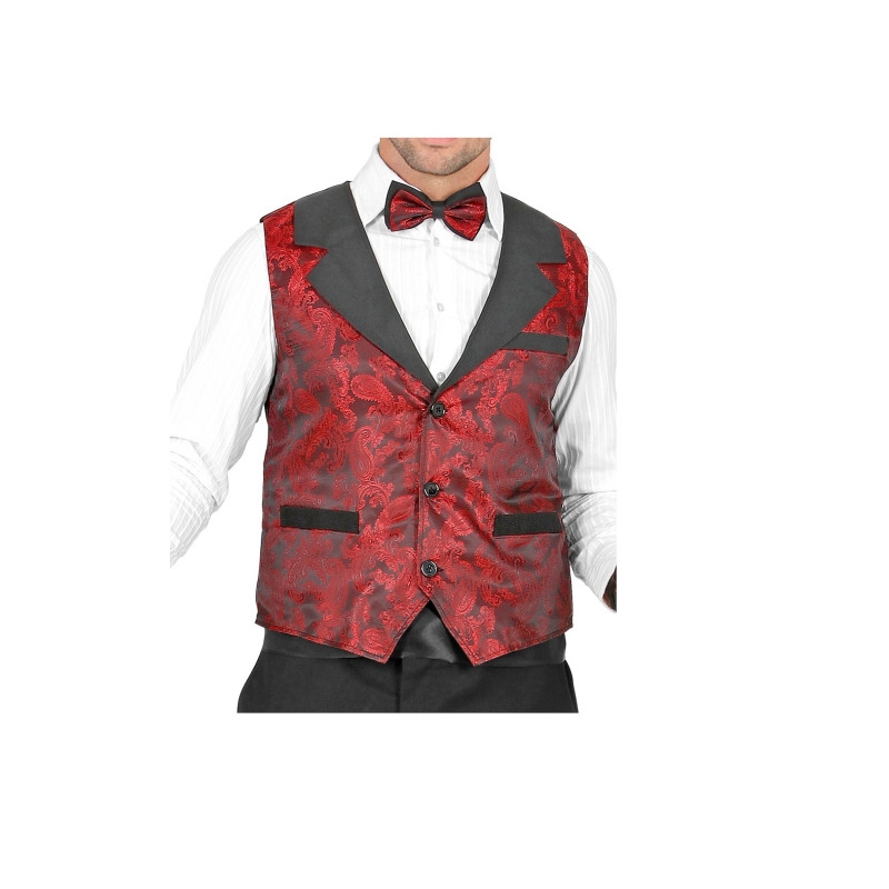 Chaleco Vintage Jacquard Burdeos Adulto