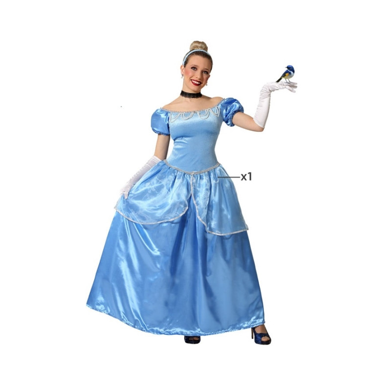 Disfraz Princesa Azul Largo, Adulta