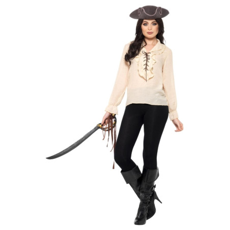 Camisa Pirata Marfil con Cordones