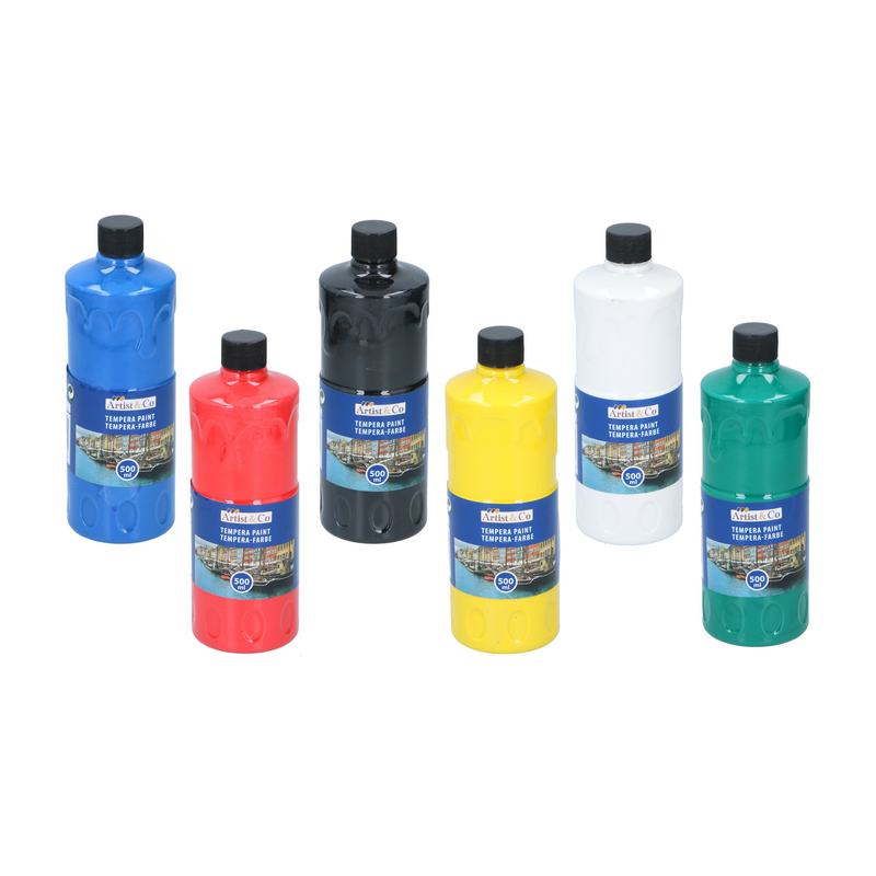 Pack 6 Botes Tempera Artística Eco 500ml 