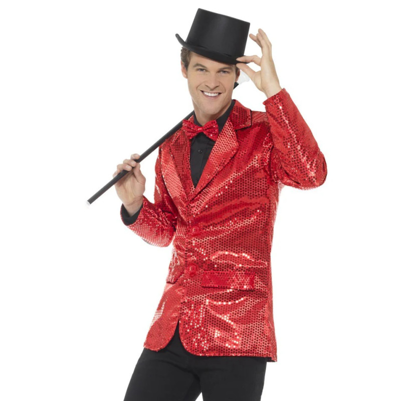 Chaqueta de Lentejuelas Adulto Roja, XL