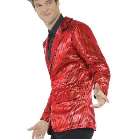 Chaqueta de Lentejuelas Adulto Roja, XL