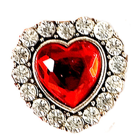 Anillo Corazón Con Piedra Roja y Strass