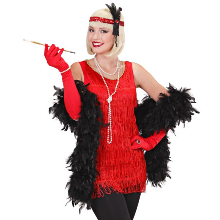 Cinta Lentejuela Roja con Pluma