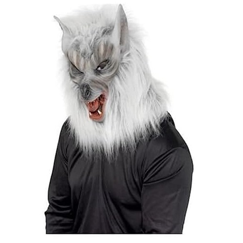 Máscara Hombre Lobo Gris Látex