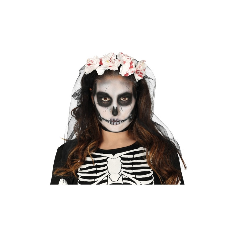 Diadema Flores Blancas con Velo