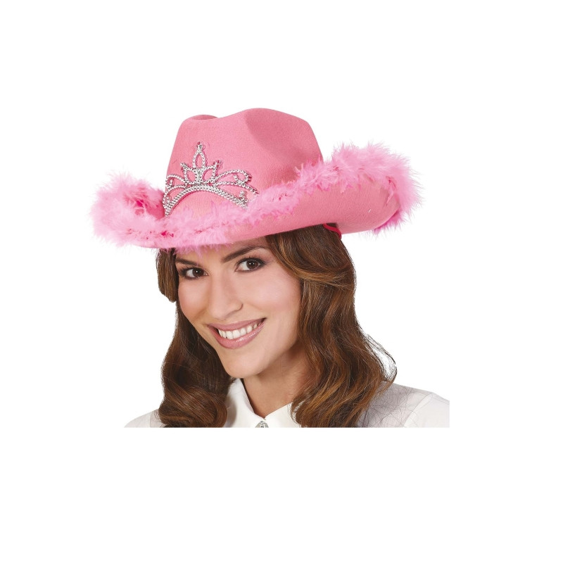 Sombrero Cowboy Rosa con Boa