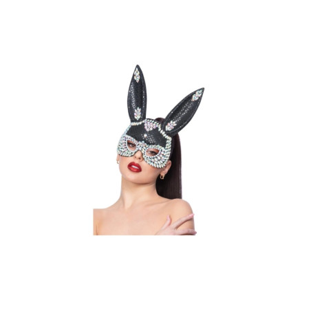 Mascara Negra Conejo con Lentejuela