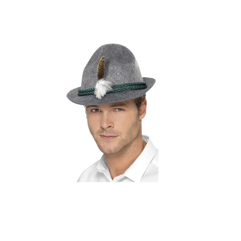 Sombrero Gris Trenker Alemán con Pluma