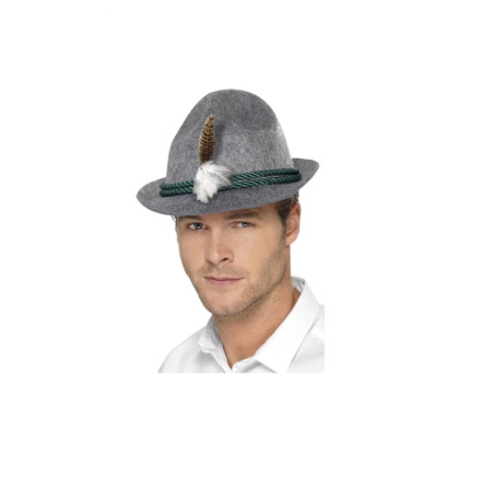 Sombrero Gris Trenker Alemán con Pluma