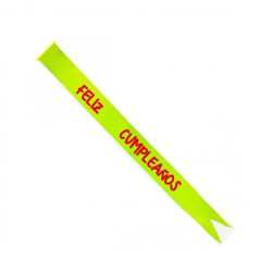 Banda Feliz Cumpleaños Amarillo Neón 80x8cm