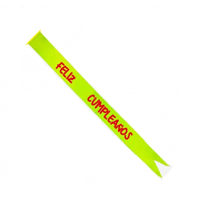 Banda Feliz Cumpleaños Amarillo Neón 80x8cm