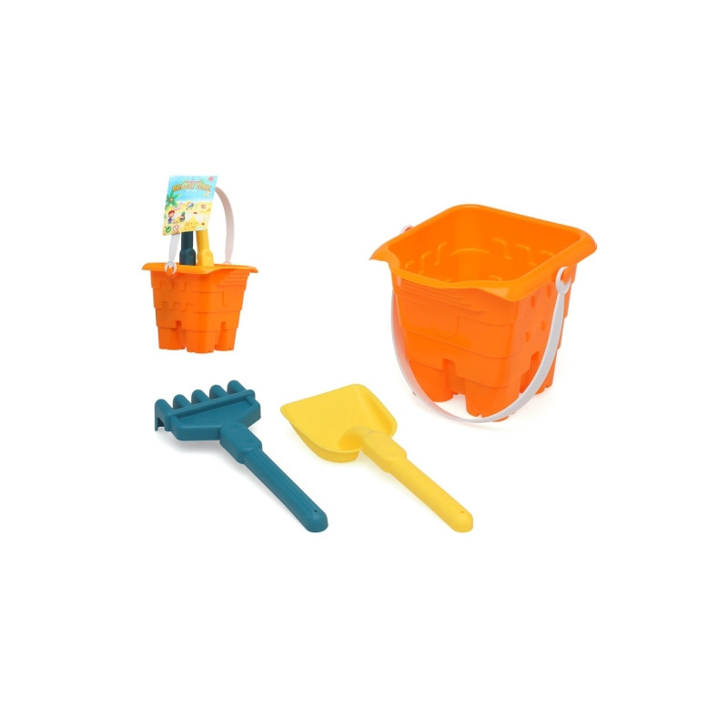 Cubo de Playa 14cm + Pala y Rastrillo