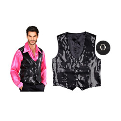 Chaleco Lentejuelas Show Negro Adulto