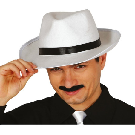 Sombrero Gánster Blanco con Cinta Negra