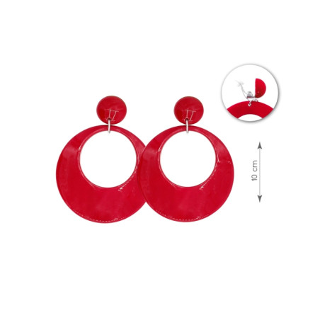 Par Pendientes Aro Flamenca Rojo Ø 10cm 