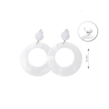 Par Pendientes Aro Flamenca Blanco Ø 6cm 