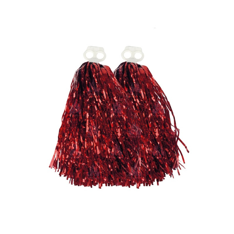 Par de Pompones Rojo Metalizado