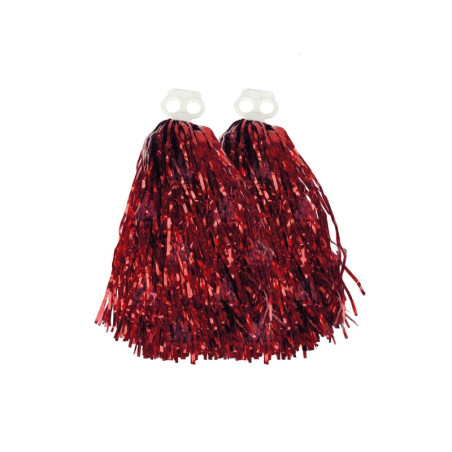 Par de Pompones Rojo Metalizado
