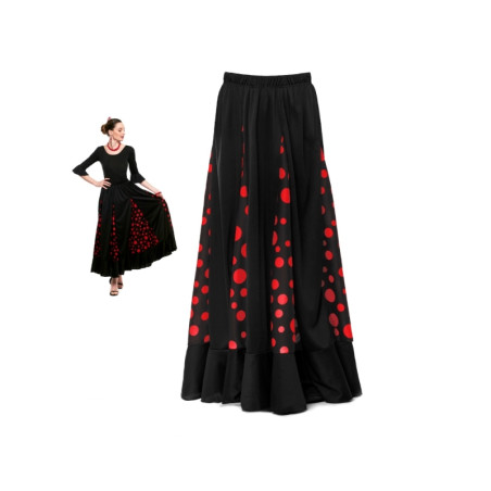 Falda Negra Lunares Rojo Adulta, L