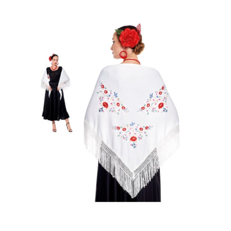 Mantón Bordado Grande Blanco 160x80cm