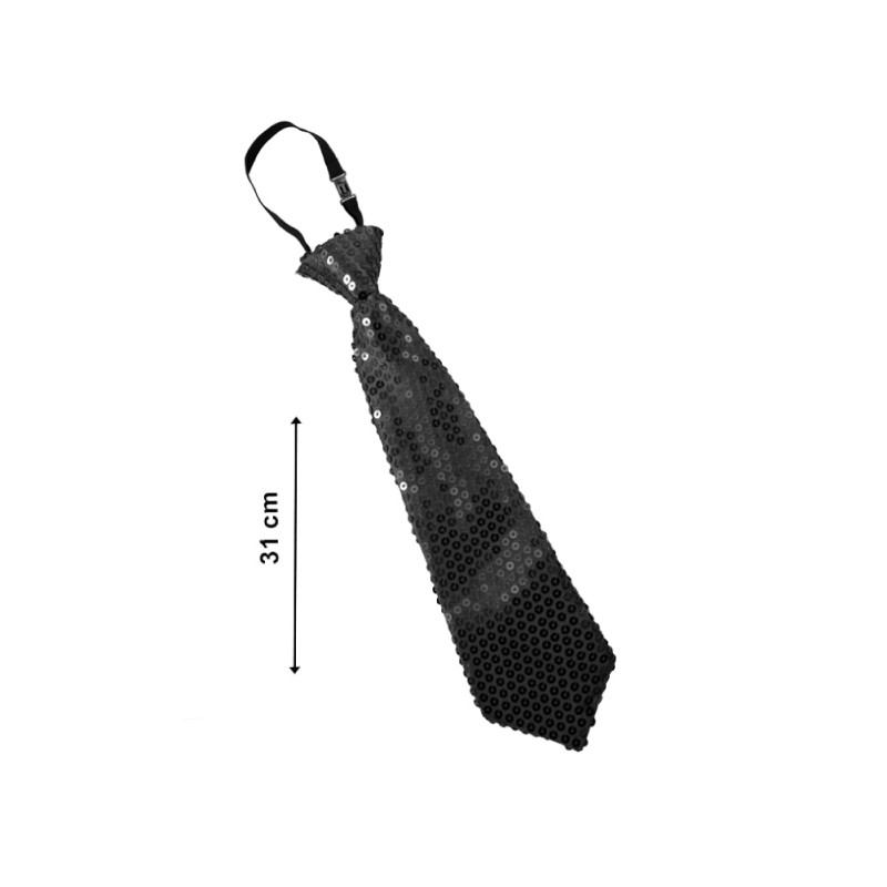 Corbata Lentejuelas Negro 31cm