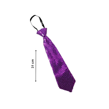Corbata Lentejuelas Morado 31cm
