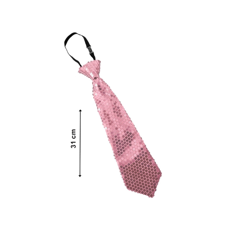 Corbata Lentejuelas Rosa 31cm