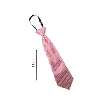 Corbata Lentejuelas Rosa 31cm
