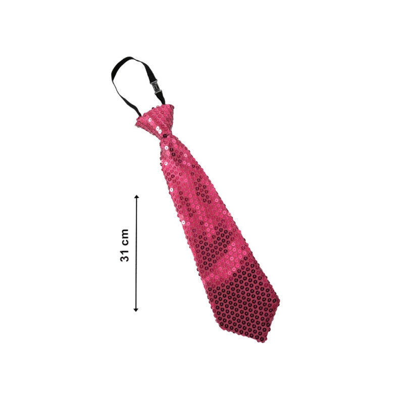 Corbata Lentejuelas Fucsia 31cm
