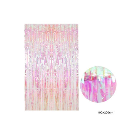 Cortina Decorativa, Rosa Holográfico, 100x200cm