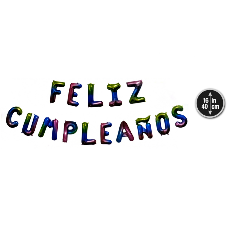 Letrero Feliz Cumpleaños Foil Multicolor Pastel 40cm
