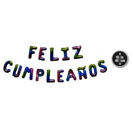 Letrero Feliz Cumpleaños Foil Multicolor Pastel 40cm