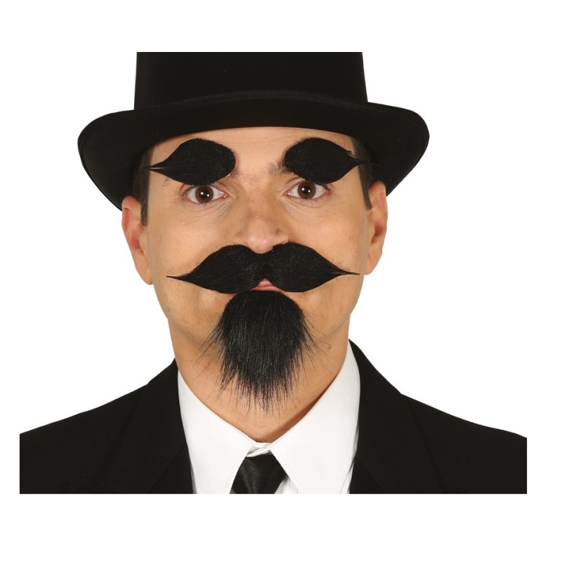 Bigote, Perilla y Cejas Adhesivo Negro