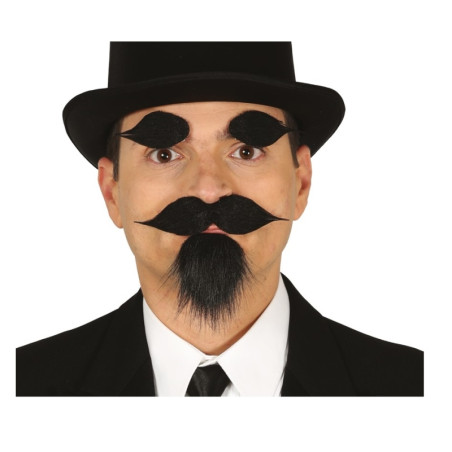 Bigote, Perilla y Cejas Adhesivo Negro