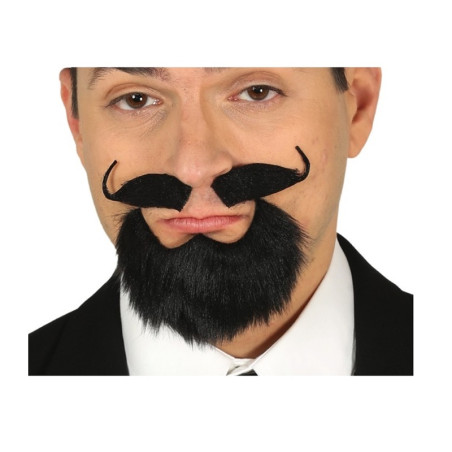 Perilla y Bigote Adhesivo Negro