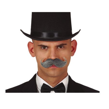 Bigote Inglés Gris Adhesivo