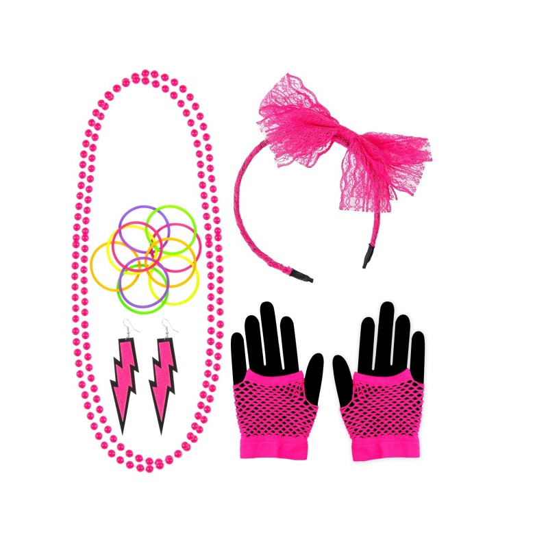 Conjunto Fashion Años 80, Rosa Neón 