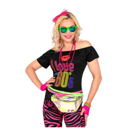 Conjunto Fashion Años 80, Rosa Neón 