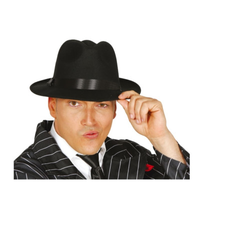 Sombrero Gánster Negro Polyester 